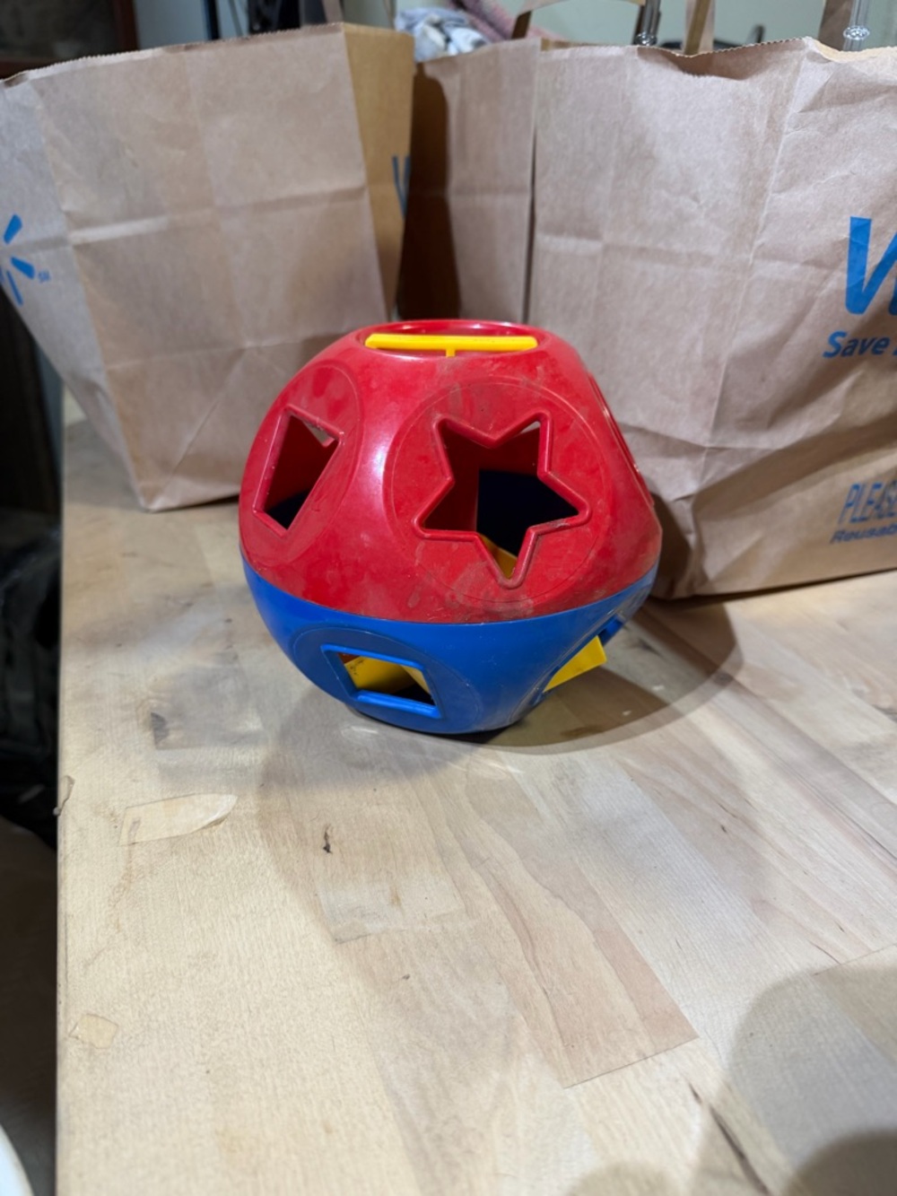 Tupperware Red, Blue & Yellow Shape Sorting Ball shape o toy